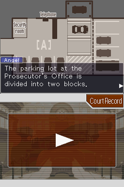 Phoenix Wright: Ace Attorney (Nintendo DS) screenshot: Case 5: Study plans of the parking lot