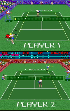 Hot Shots Tennis (Arcade) screenshot: Ball going wide