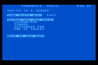 Around the World Adventure (Atari 8-bit) screenshot: Stuck in the Jungle in India