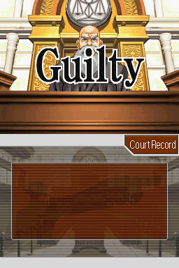 Phoenix Wright: Ace Attorney (Nintendo DS) screenshot: Defendant found guilty. Game over
