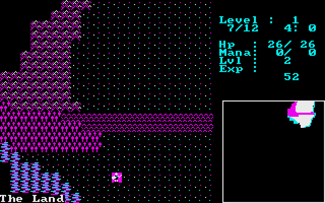 The Land (DOS) screenshot: Exploring "The Land"