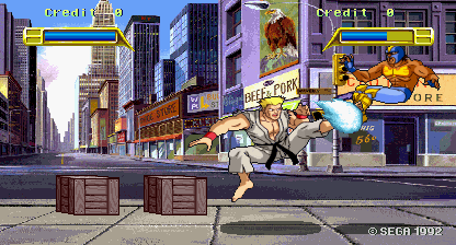 Burning Rival (Arcade) screenshot: Arnold vs Santana