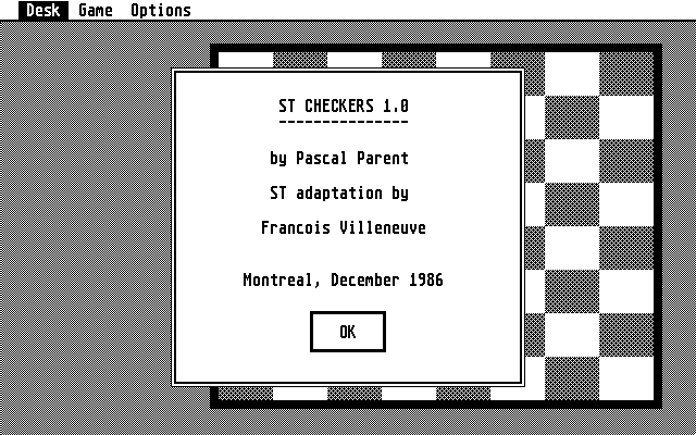 ST Checkers (Atari ST) screenshot: Title in high resolution