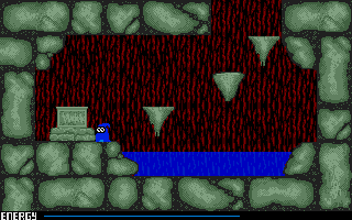Crystal Caverns (Atari ST) screenshot: An altar deep down in the caves