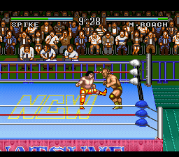 Natsume Championship Wrestling (SNES) screenshot: Kicking down below ...