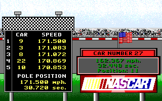 Bill Elliott's NASCAR Challenge (Amiga) screenshot: Car number 27.
