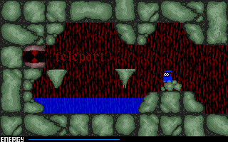 Crystal Caverns (Atari ST) screenshot: A teleport placed in a hard to reach location