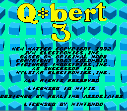 Q*bert 3 (SNES) screenshot: Copyright notice