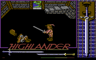 Highlander (Commodore 64) screenshot: Suddenly he chops my head off. Nice training Ramirez!