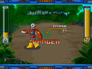 Super Adventure Rockman (PlayStation) screenshot: Fighting the first boss in the game: Metal Man.