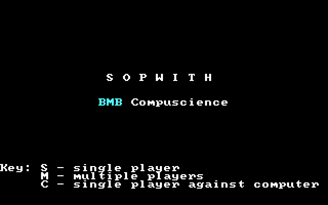 Sopwith (DOS) screenshot: Title screen