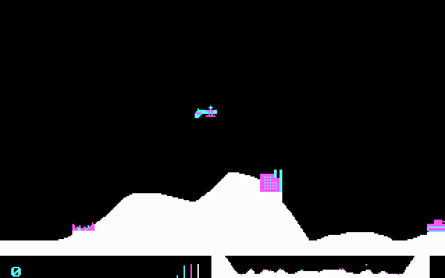 Sopwith (DOS) screenshot: Performing some fancy flying tricks.