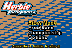 Disney's Herbie: Fully Loaded (Game Boy Advance) screenshot: Main menu