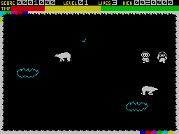 Eskimo Eddie (ZX Spectrum) screenshot: Found a good gap this time.