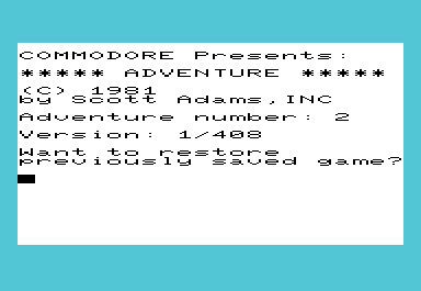 Pirate Adventure (VIC-20) screenshot: Title screen