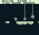 The Adventures of Star Saver (Game Boy) screenshot: Spider-like creatures block the path.
