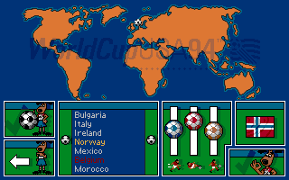 World Cup USA 94 (Amiga) screenshot: Team Selection