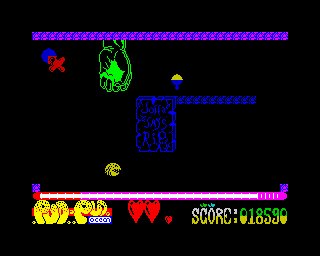 Pud Pud in Weird World (ZX Spectrum) screenshot: Another hand and a RIP stone.