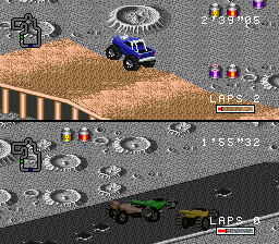 RPM Racing (SNES) screenshot: Moon track? Maybe.