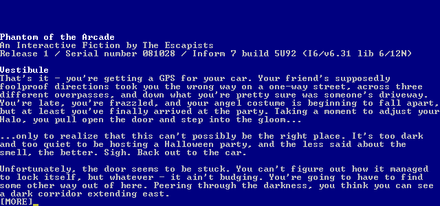 Phantom of the Arcade (Browser) screenshot: Introduction (interpreted through Frotz)
