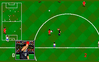 World Cup USA 94 (Amiga) screenshot: Player gets a red card
