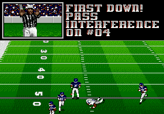 Bill Walsh College Football 95 (Genesis) screenshot: Pass interference
