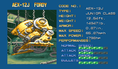 Armored Warriors (Arcade) screenshot: AEX-12J FORDY