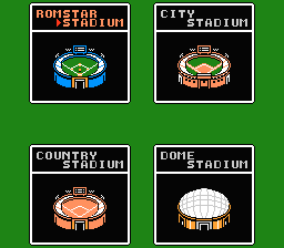 Baseball Stars 2 (NES) screenshot: Choosing your stadium
