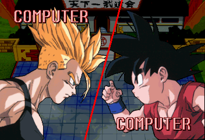 Dragon Ball Z: Shin Butōden (SEGA Saturn) screenshot: Can't think of a more unfair battle.