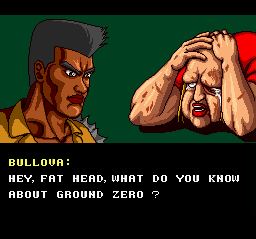 The Combatribes (SNES) screenshot: After you beat a boss, the story advances a bit.