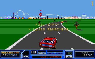 RoadBlasters (Atari ST) screenshot: Aw, out of gas!