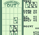 Square Deal (Game Boy) screenshot: Three 10's are about to be removed.