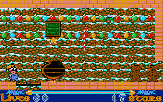 Slightly Magic (Atari ST) screenshot: Gingerbread couple that lives in the gingerbread house.