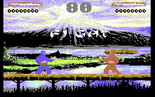 Iketa (Commodore 64) screenshot: The fight against "Ryu" begins