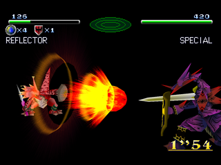 Dragon Seeds (PlayStation) screenshot: Dragons fighting.