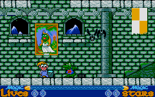 Slightly Magic (Atari ST) screenshot: Encounter with one of the pet dragons