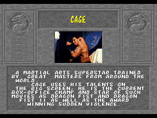 Mortal Kombat (Amiga) screenshot: Johnny Cage bio