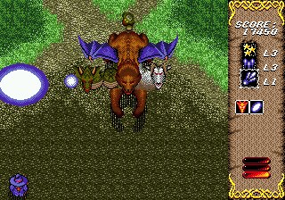 Twinkle Tale (Genesis) screenshot: Unleashing a large magic attack.