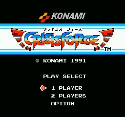 Crisis Force (NES) screenshot: Title screen