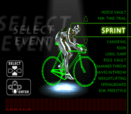 International Track & Field 2000 (PlayStation) screenshot: Challenge mode. Let's try SPRINT.