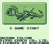 Dragon Slayer I (Game Boy) screenshot: Title screen - just start, no options