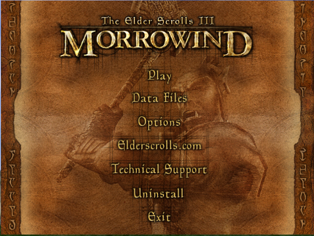 The Elder Scrolls III: Morrowind (Windows) screenshot: Start Menu