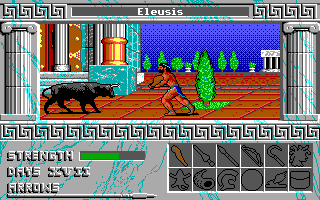 Ancient Glory (Apple IIgs) screenshot: Fighting a bull