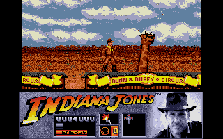 Indiana Jones and the Last Crusade: The Action Game (Atari ST) screenshot: The animals can knock you off of the train, so be careful!