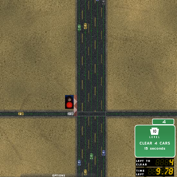 I Love Traffic (Browser) screenshot: Controlling one lane with four lanes to contend with.