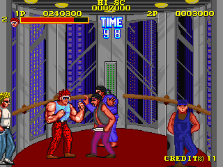 Mug Smashers (Arcade) screenshot: Looks like we can't share the elevator as civil man