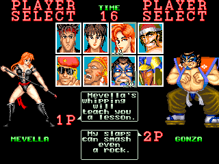 Big Fight (Arcade) screenshot: Mevella and Gonza (vs mode)