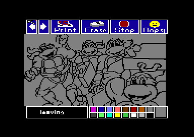 Electric Crayon Deluxe: Teenage Mutant Ninja Turtles: World Tour (Commodore 64) screenshot: TMNT start to travel (not painted)...