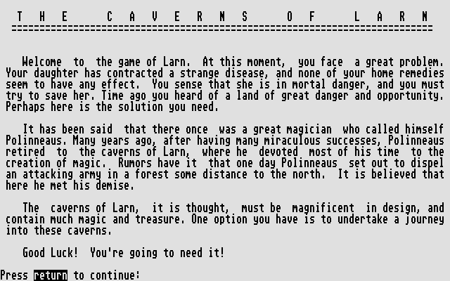 Larn (Atari ST) screenshot: Intro