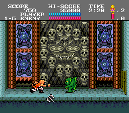 Tiger Road (TurboGrafx-16) screenshot: The first boss